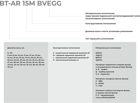 Торцевое уплотнение BT-AR 32 BVEGG в Москве фото